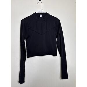 Old Navy Women’s Size Large Seamless Black Top Holes Detail Long Sleeve